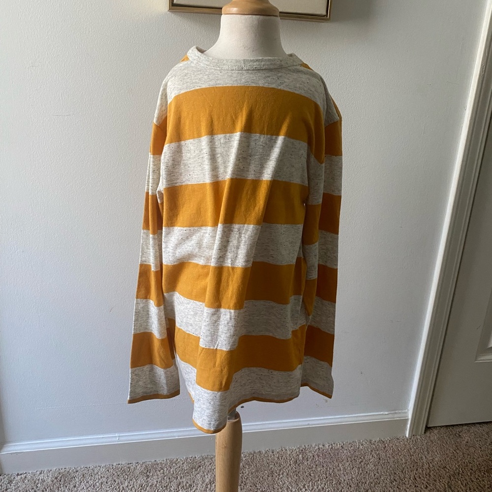 Cat & Jack Yellow and Gray Striped Long Sleeve Tee